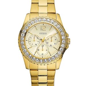 guess round 37mm white dial analog women watch u12005l1m