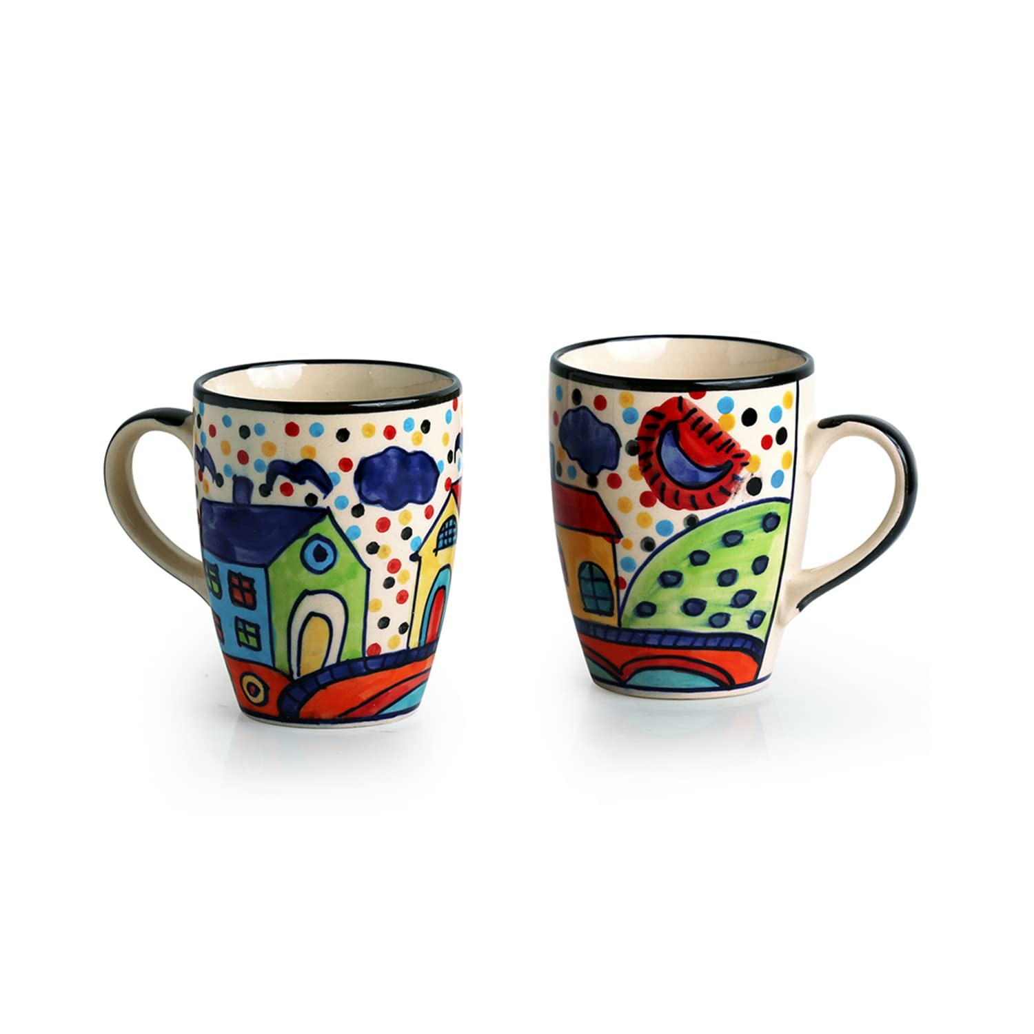 exclusivelane 'the hut jumbo cuppas' ceramic coffee mugs set of 2 (270 ml, microwave safe, dishwasher safe, hand painted) | ceramic coffee mug coffee cup set of 2 tea mugs set tea cups ceramic mugs exclusivelane 'the hut jumbo cuppas' ceramic coffee mugs set of 2 (270 ml, microwave safe, dishwasher safe, hand painted) | ceramic coffee mug coffee cup set of 2 tea mugs set tea cups ceramic mugs
