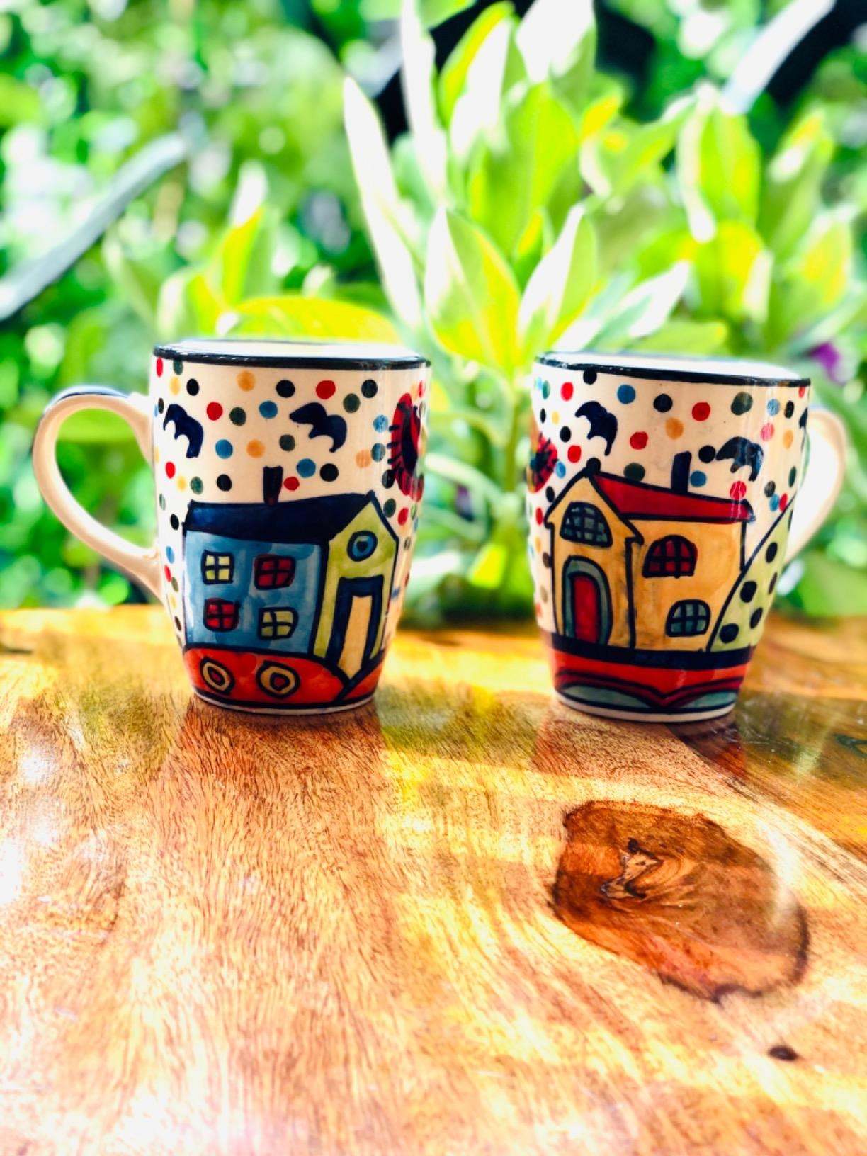 exclusivelane 'the hut jumbo cuppas' ceramic coffee mugs set of 2 (270 ml, microwave safe, dishwasher safe, hand painted) | ceramic coffee mug coffee cup set of 2 tea mugs set tea cups ceramic mugs exclusivelane 'the hut jumbo cuppas' ceramic coffee mugs set of 2 (270 ml, microwave safe, dishwasher safe, hand painted) | ceramic coffee mug coffee cup set of 2 tea mugs set tea cups ceramic mugs